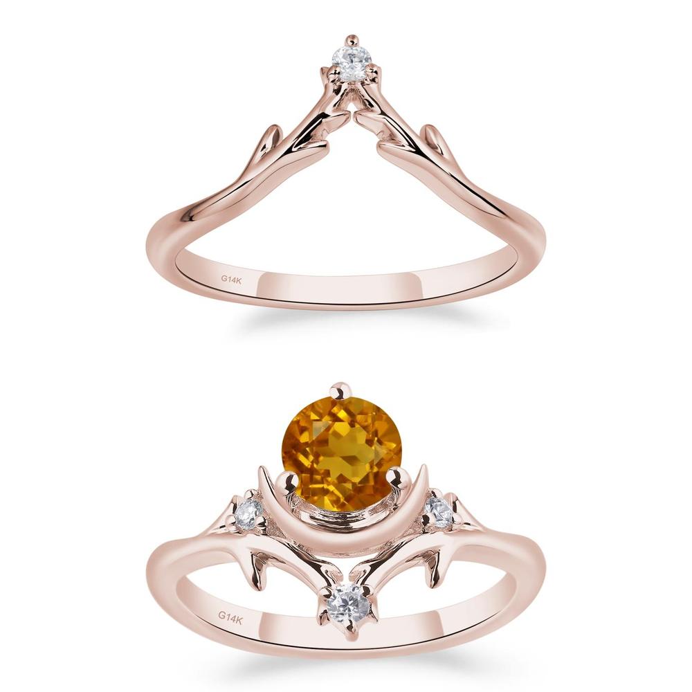 Citrine Star and Moon Engagement Ring - LUO Jewelry #metal_xxxxx