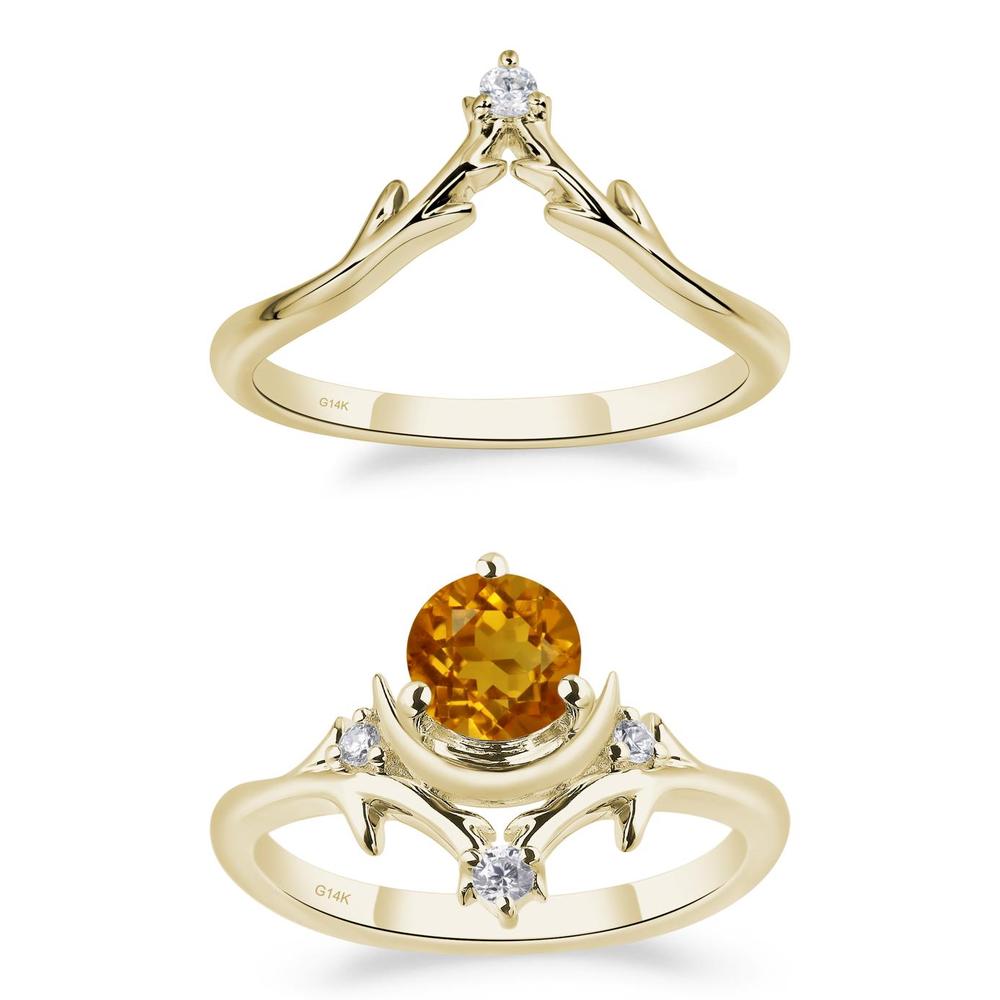 Citrine Star and Moon Engagement Ring - LUO Jewelry #metal_xxxxx