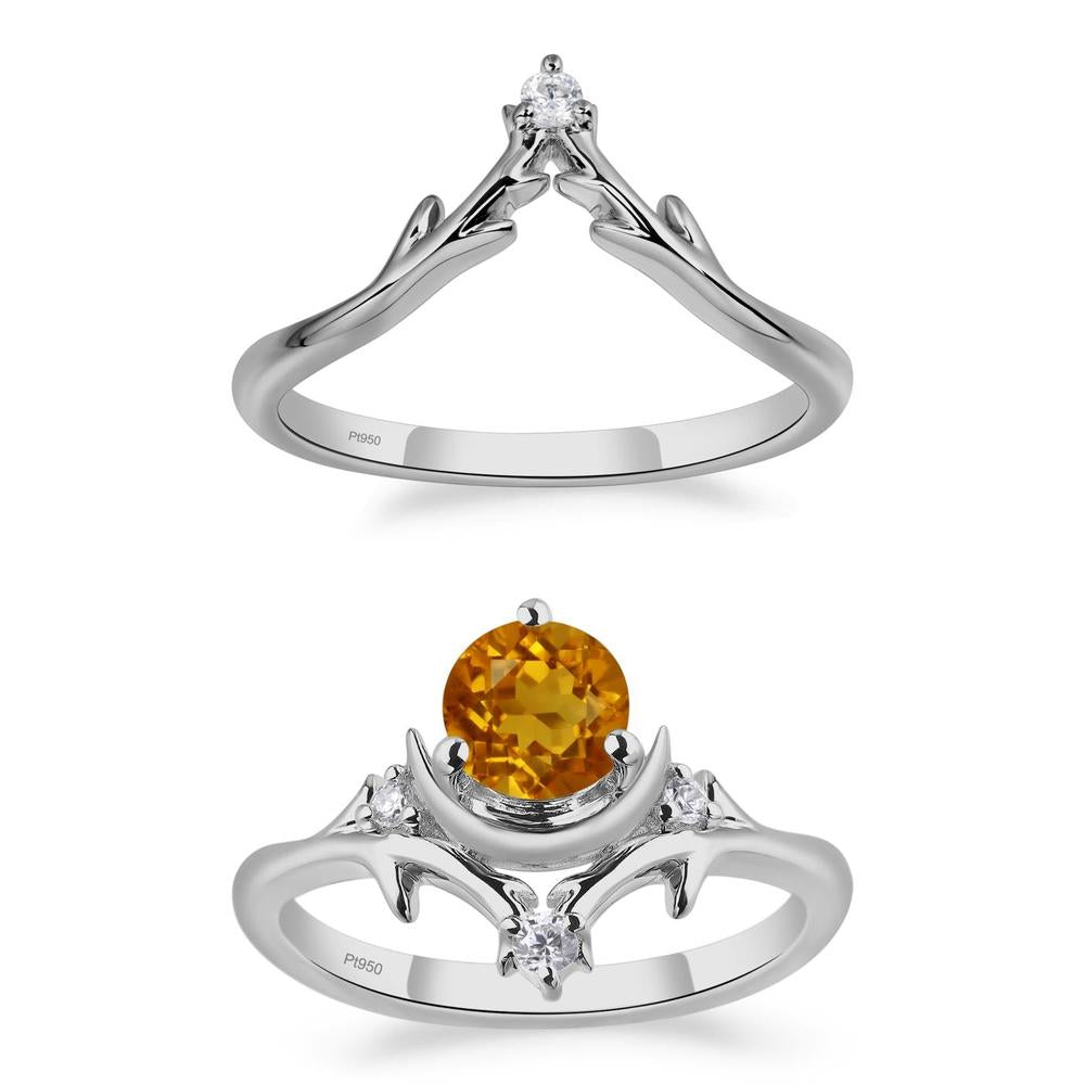 Citrine Star and Moon Engagement Ring - LUO Jewelry #metal_xxxxx