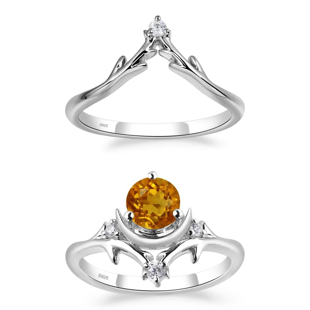 Citrine Star and Moon Engagement Ring - LUO Jewelry #metal_xxxxx