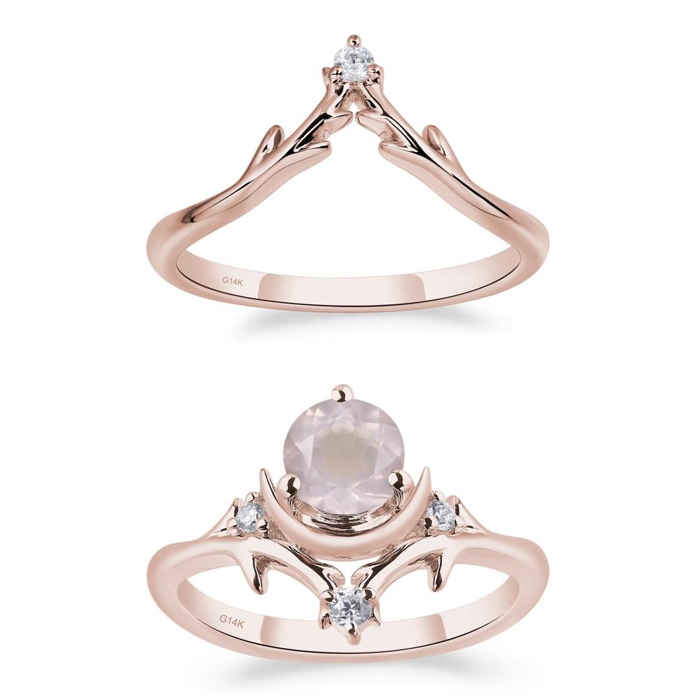 Rose Quartz Moon and Star Ring - LUO Jewelry #metal_xxxxx