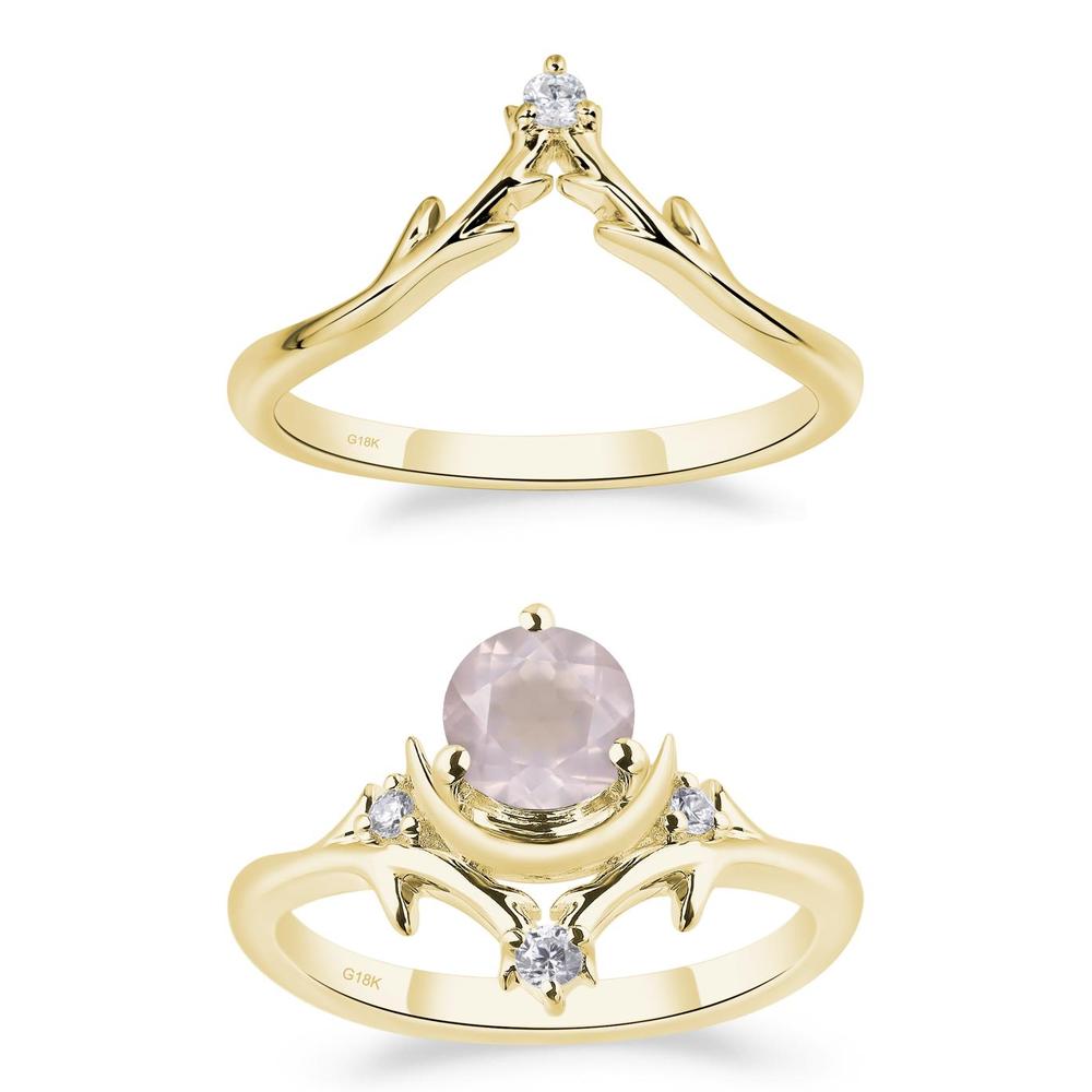 Rose Quartz Moon and Star Ring - LUO Jewelry #metal_xxxxx
