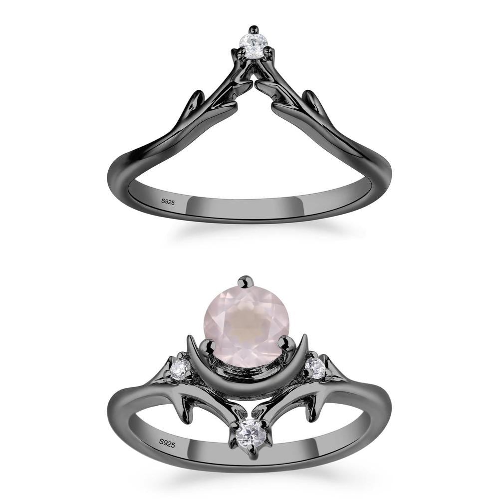 Rose Quartz Moon and Star Ring - LUO Jewelry #metal_xxxxx