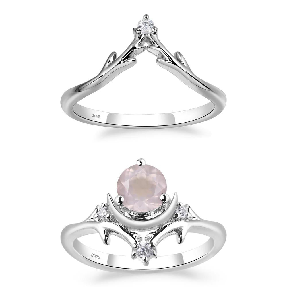 Rose Quartz Moon and Star Ring - LUO Jewelry #metal_xxxxx