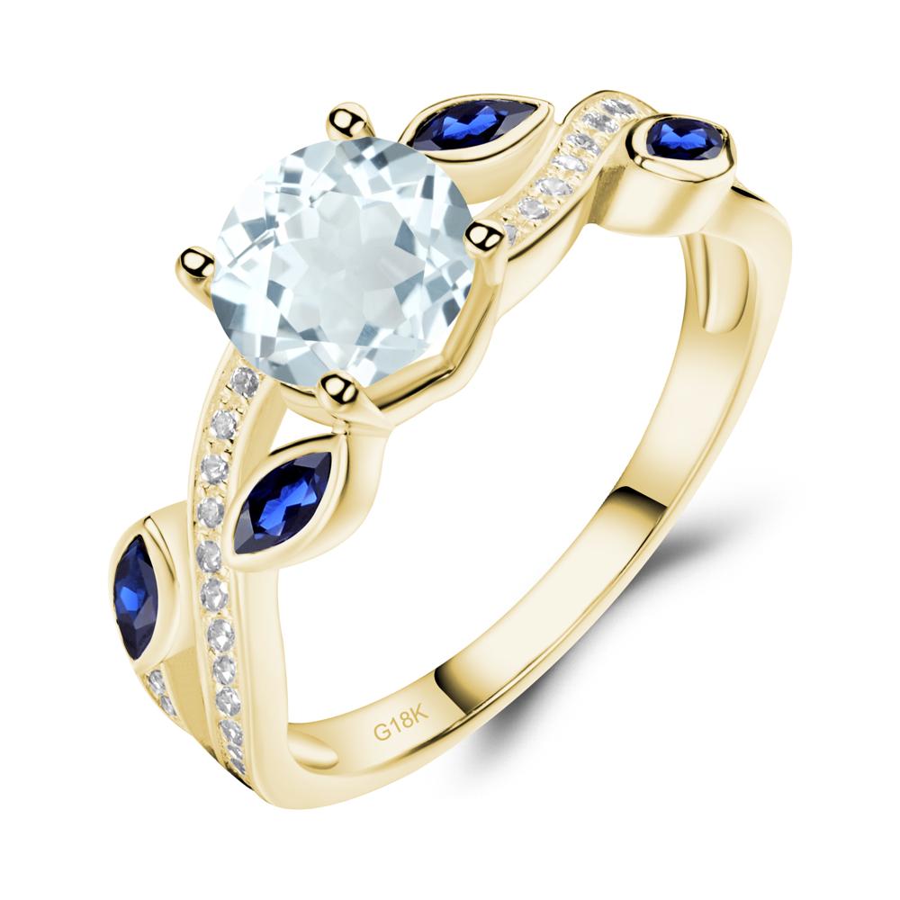 Aquamarine Leaf Engagement Ring - LUO Jewelry #metal_18k yellow gold