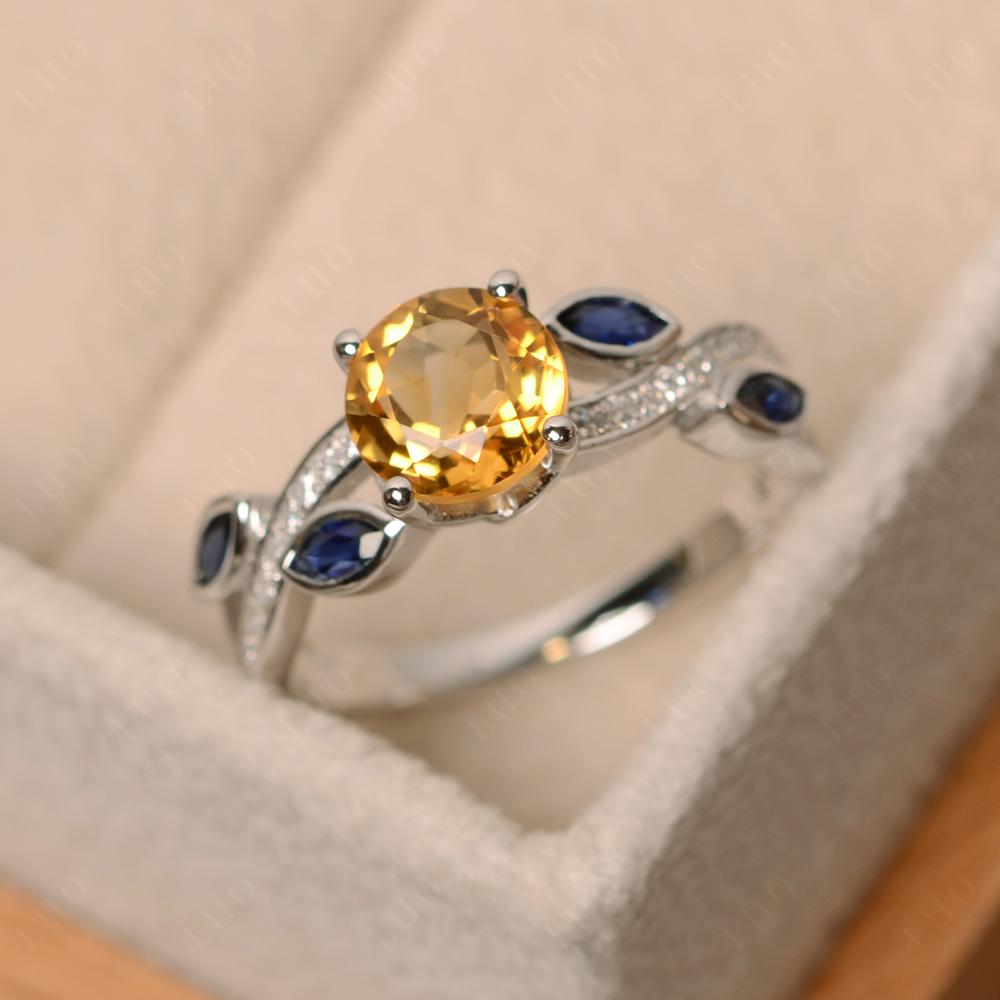 Citrine Engagement Ring with Leaf - LUO Jewelry 