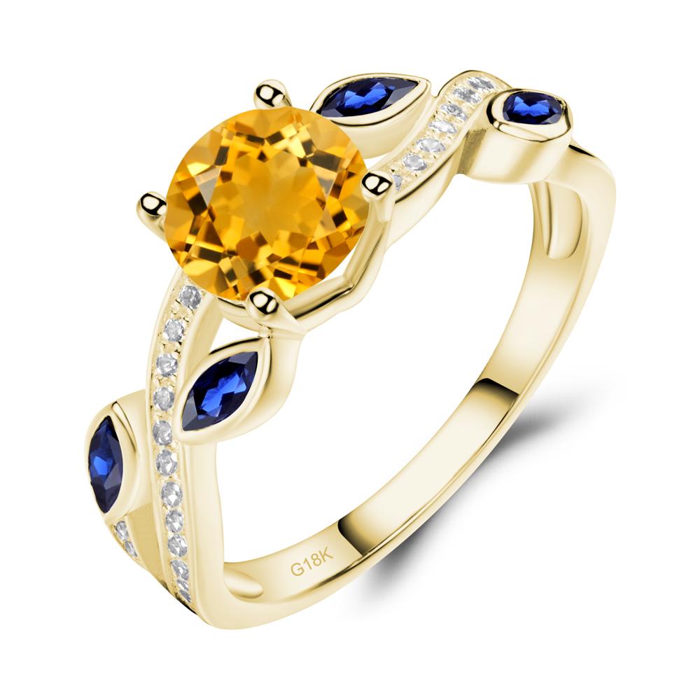 Citrine Engagement Ring with Leaf - LUO Jewelry #metal_18k yellow gold