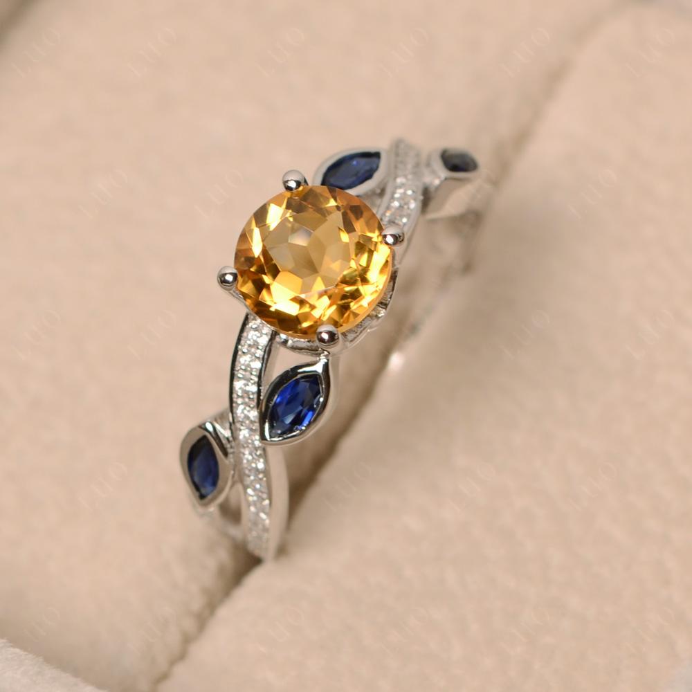 Citrine Engagement Ring with Leaf - LUO Jewelry 