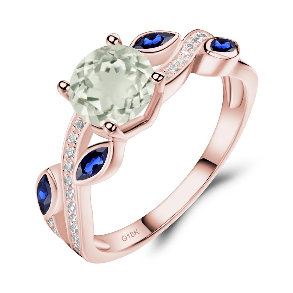 Green Amethyst Leaf Engagement Ring - LUO Jewelry #metal_18k rose gold