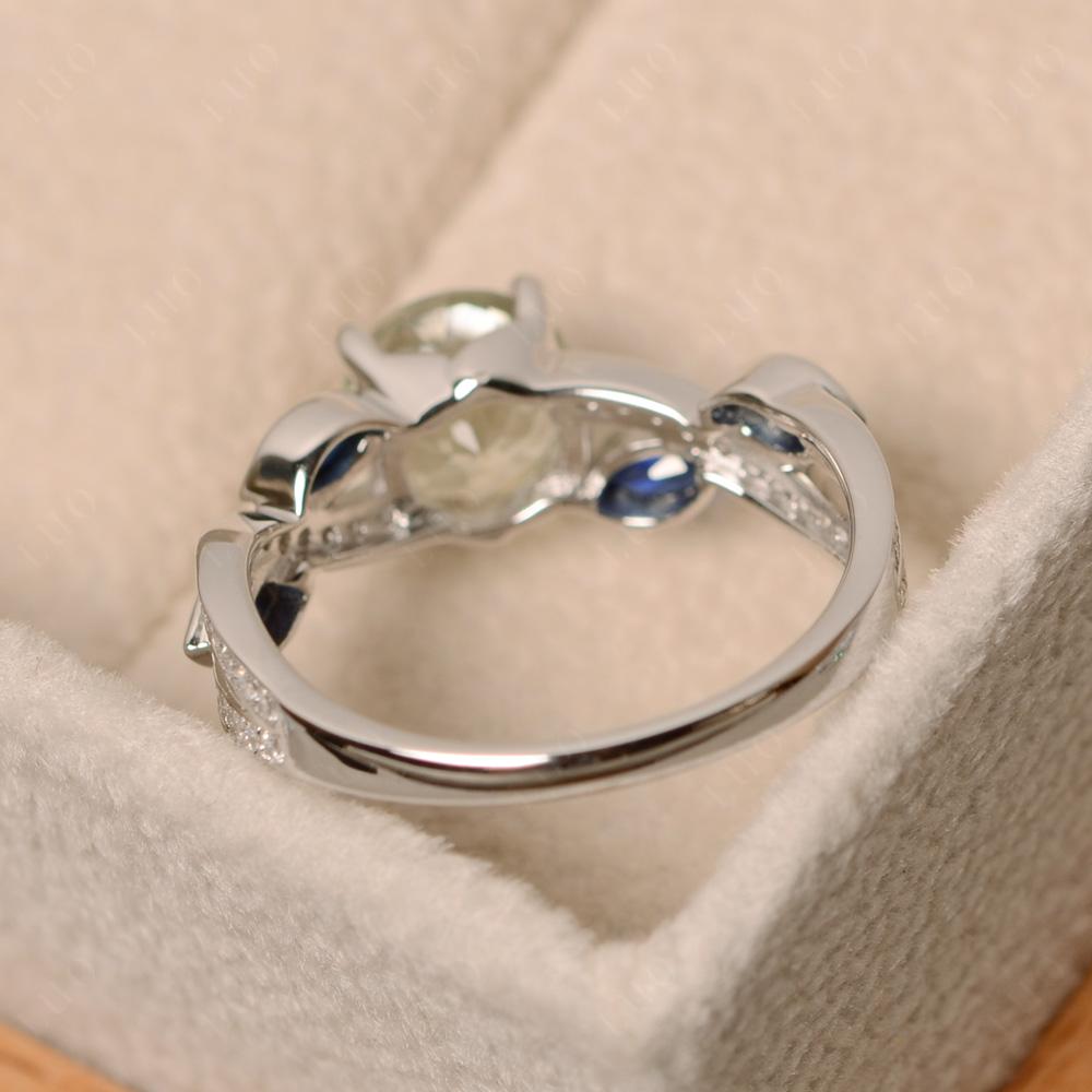 Green Amethyst Leaf Engagement Ring - LUO Jewelry 