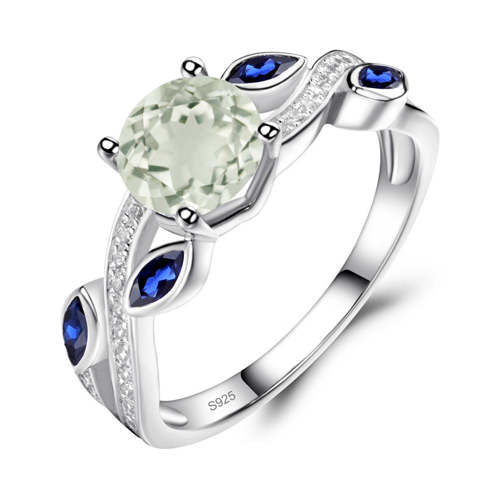Green Amethyst Leaf Engagement Ring - LUO Jewelry #metal_sterling silver