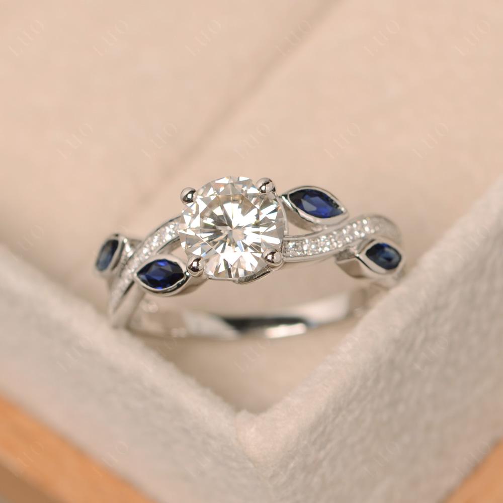 Moissanite Engagement Ring with Leaf - LUO Jewelry 