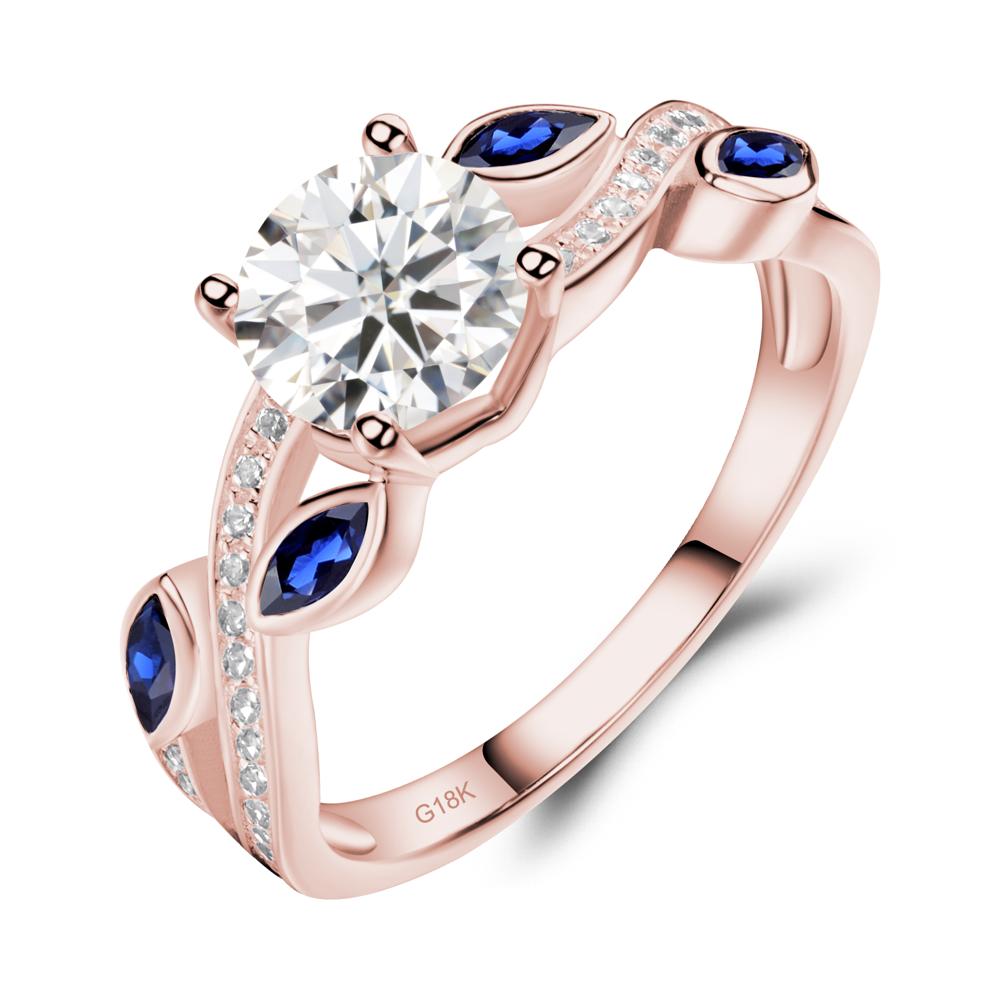 Moissanite Engagement Ring with Leaf - LUO Jewelry #metal_18k rose gold