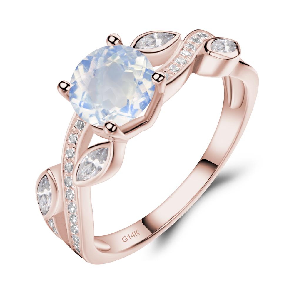 Moonstone Leaf Engagement Ring - LUO Jewelry #metal_14k rose gold