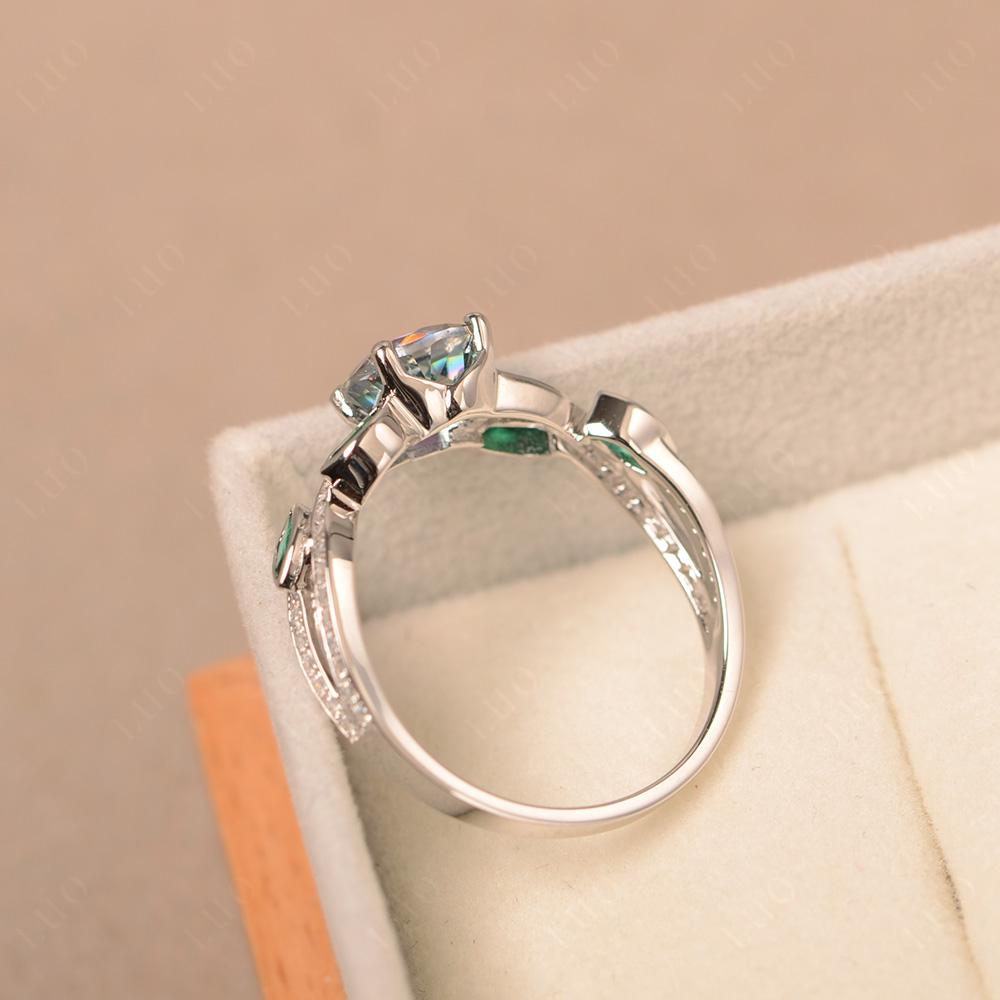 Mystic Topaz Engagement Ring with Leaf - LUO Jewelry 