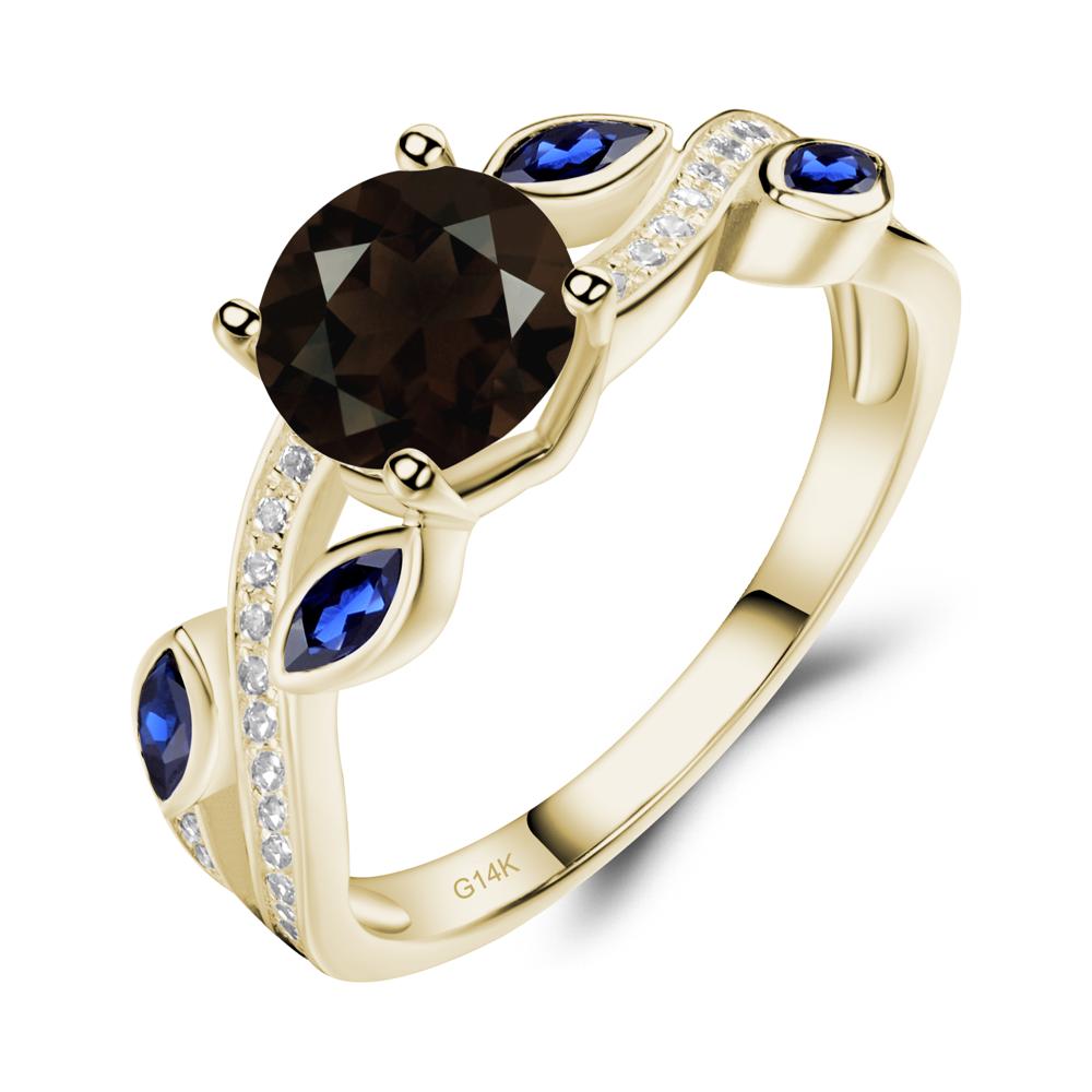 Smoky Quartz Leaf Engagement Ring - LUO Jewelry #metal_14k yellow gold