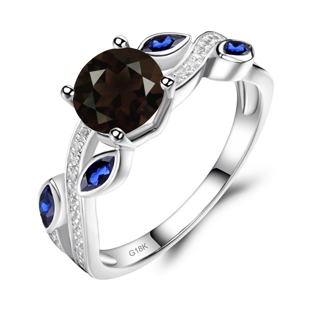 Smoky Quartz Leaf Engagement Ring - LUO Jewelry #metal_18k white gold