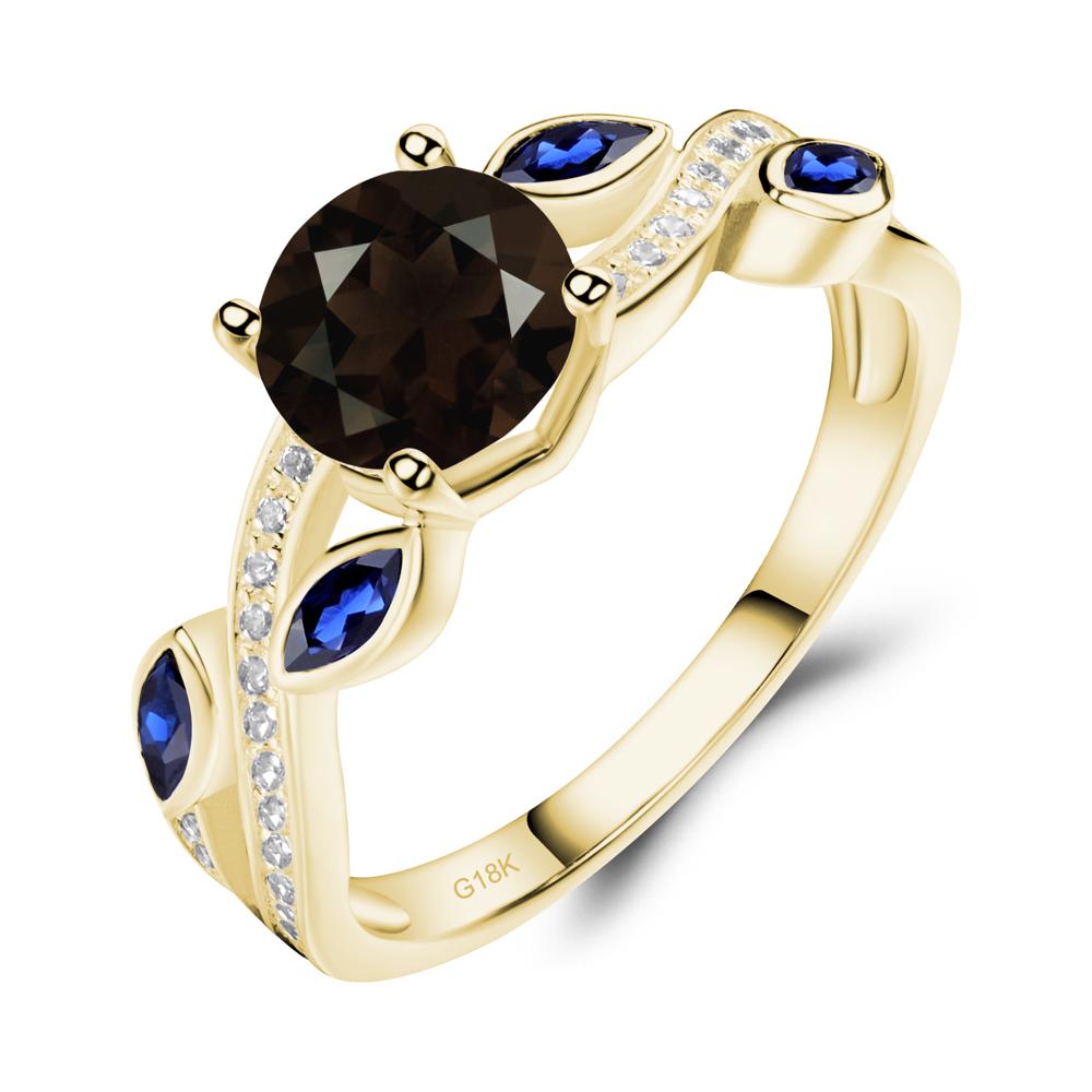 Smoky Quartz Leaf Engagement Ring - LUO Jewelry #metal_18k yellow gold