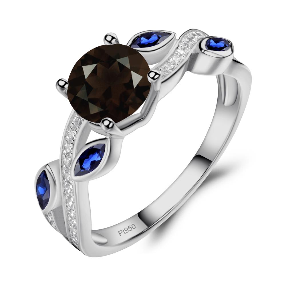 Smoky Quartz Leaf Engagement Ring - LUO Jewelry #metal_platinum