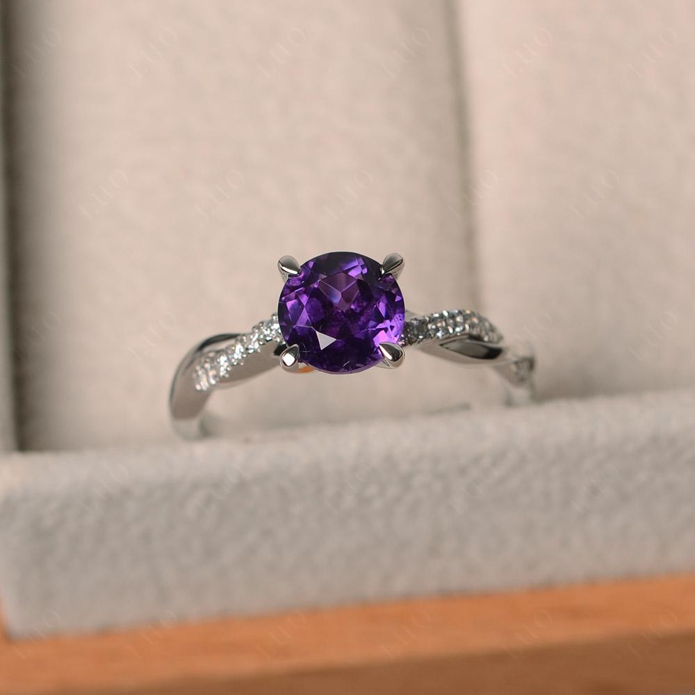 Amethyst Twist Engagement Ring - LUO Jewelry 