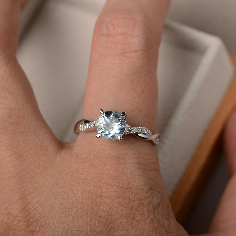Aquamarine Twist Ring - LUO Jewelry 