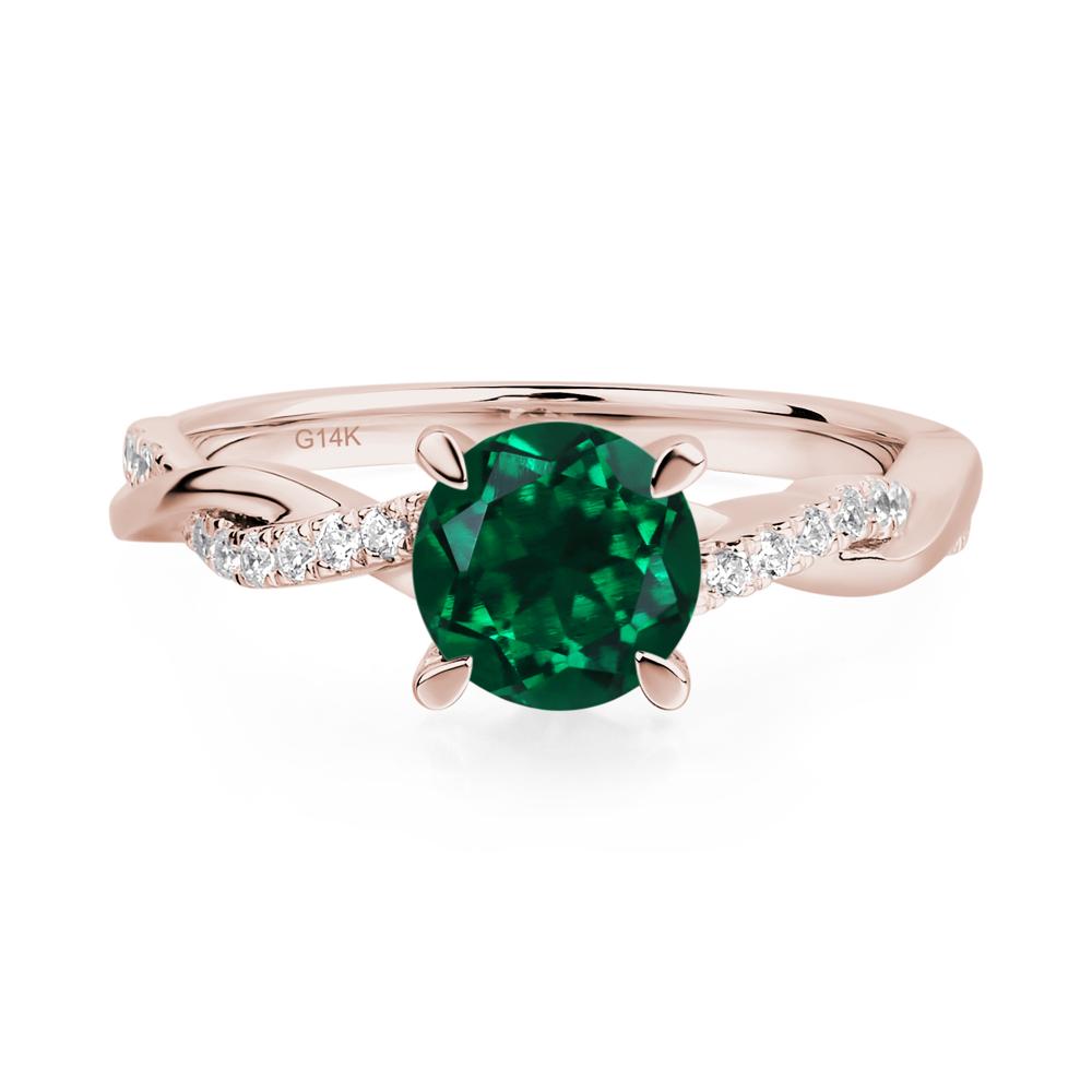 Emerald Twist Engagement Ring - LUO Jewelry #metal_14k rose gold