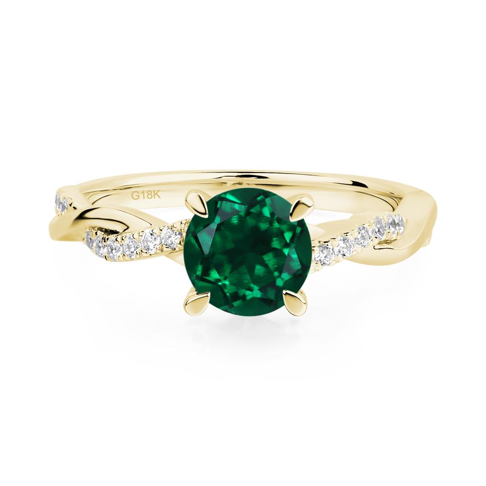 Emerald Twist Engagement Ring - LUO Jewelry #metal_18k yellow gold