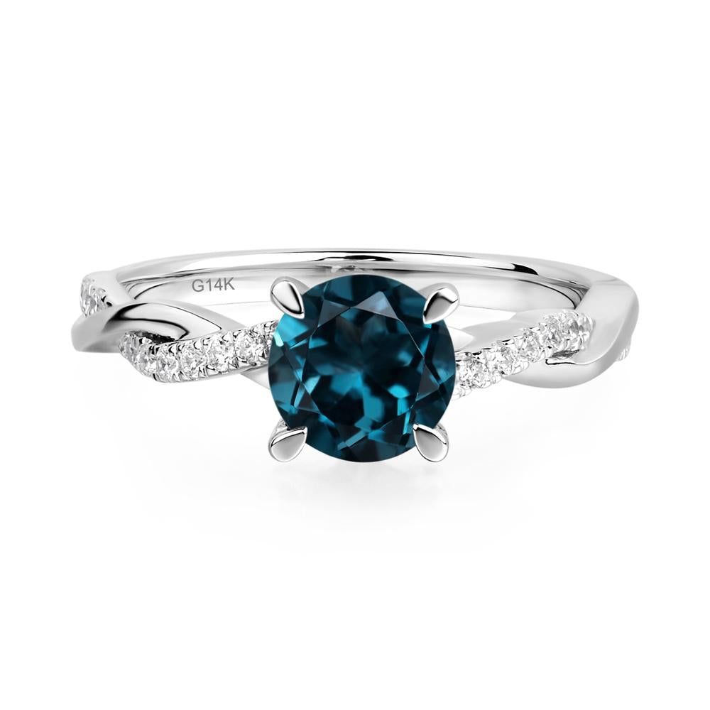 London Blue Topaz Twist Ring - LUO Jewelry #metal_14k white gold
