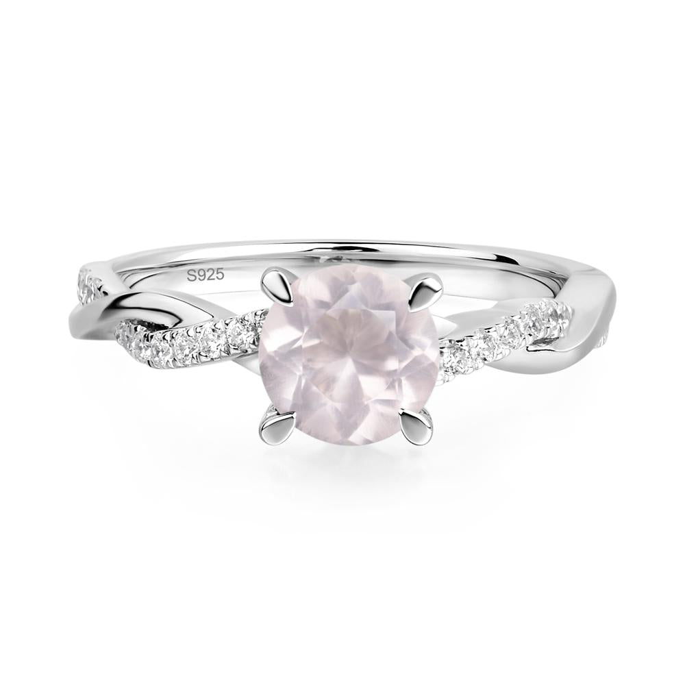Rose Quartz Twist Engagement Ring - LUO Jewelry #metal_sterling silver