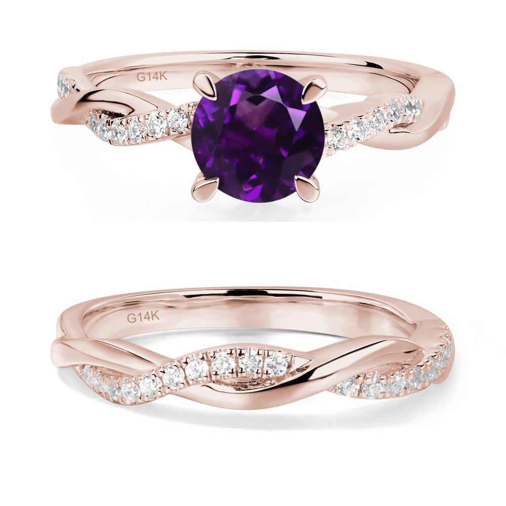 Amethyst Twist Engagement Ring - LUO Jewelry #metal_14k rose gold
