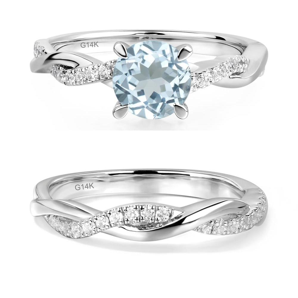 Aquamarine Twist Ring - LUO Jewelry #metal_14k white gold