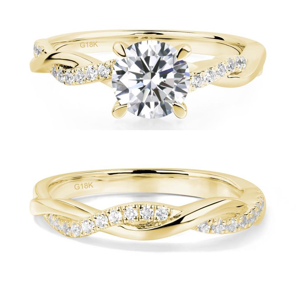 Cubic Zirconia Twisted Engagement Ring - LUO Jewelry #metal_18k yellow gold