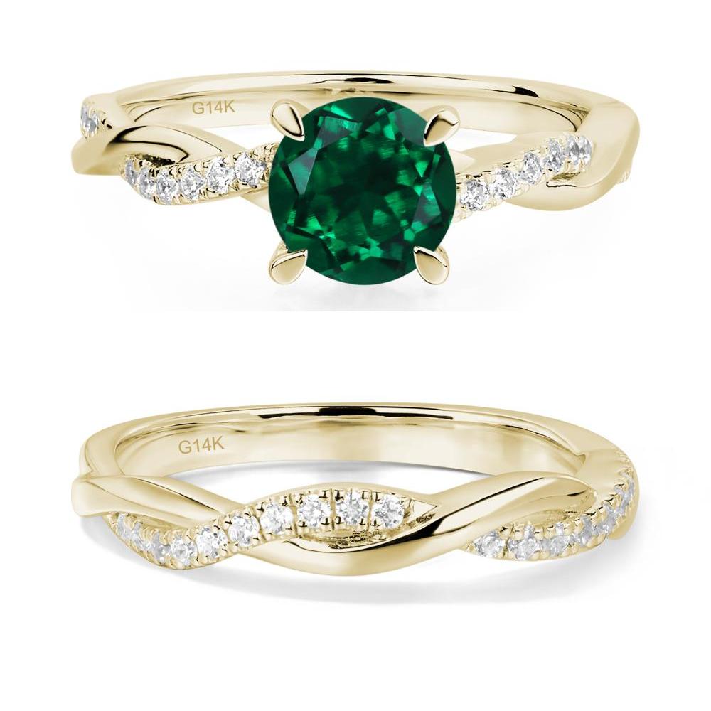 Emerald Twist Engagement Ring - LUO Jewelry #metal_14k yellow gold