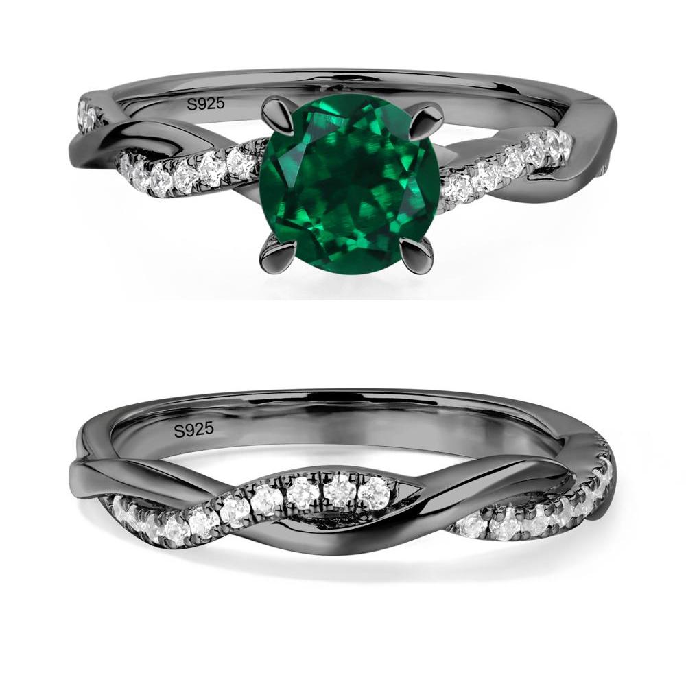 Emerald Twist Engagement Ring - LUO Jewelry #metal_black finish sterling silver