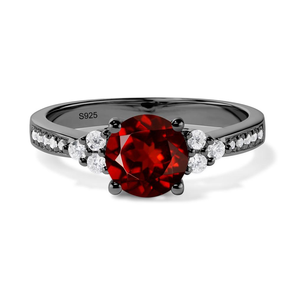 Round Cut Garnet Engagement Ring - LUO Jewelry #metal_black finish sterling silver