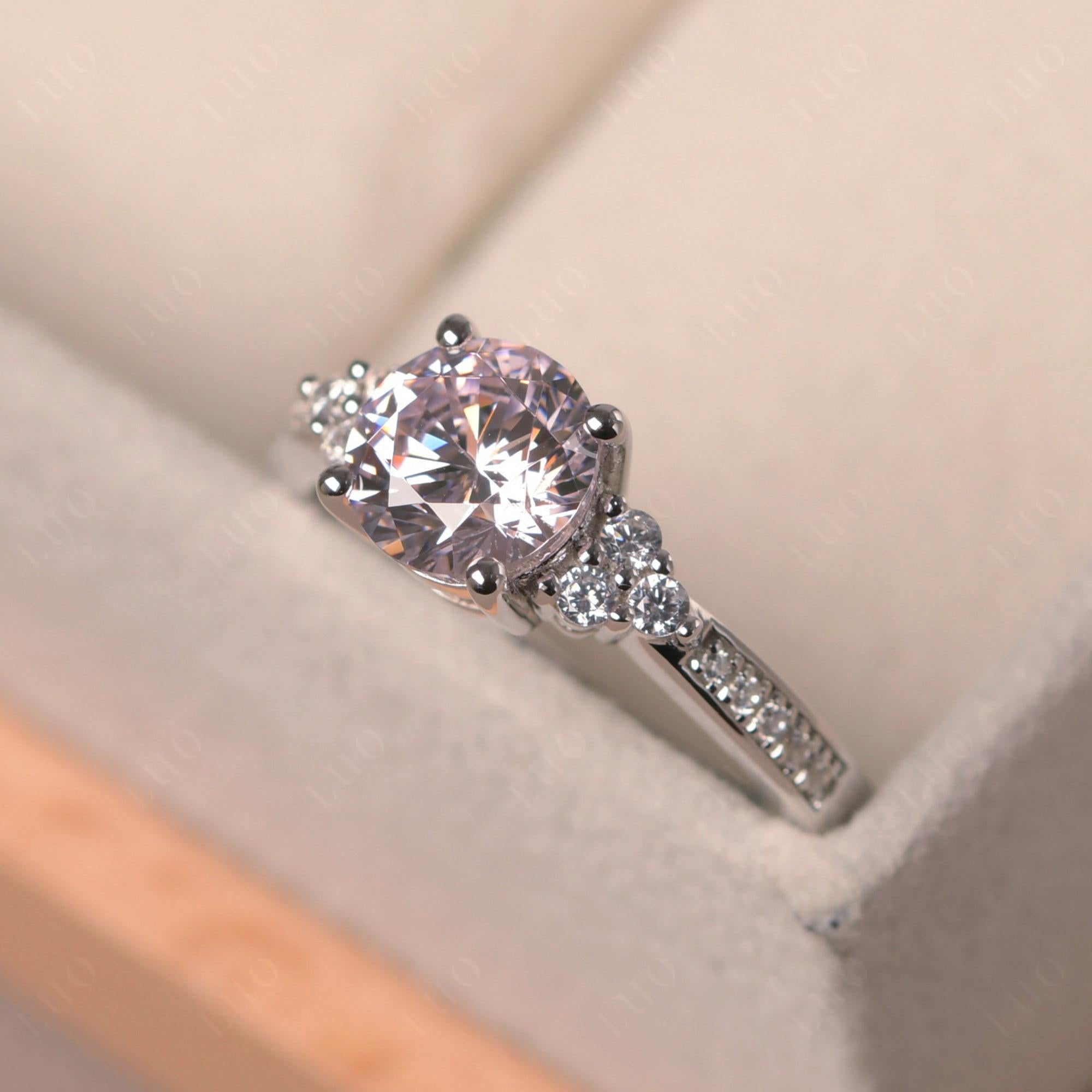 Round Cut Pink Cubic Zirconia Engagement Ring - LUO Jewelry 