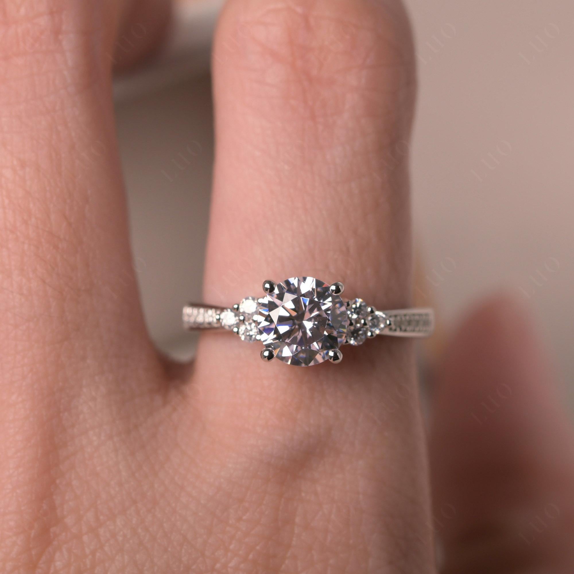Round Cut Pink Cubic Zirconia Engagement Ring - LUO Jewelry 