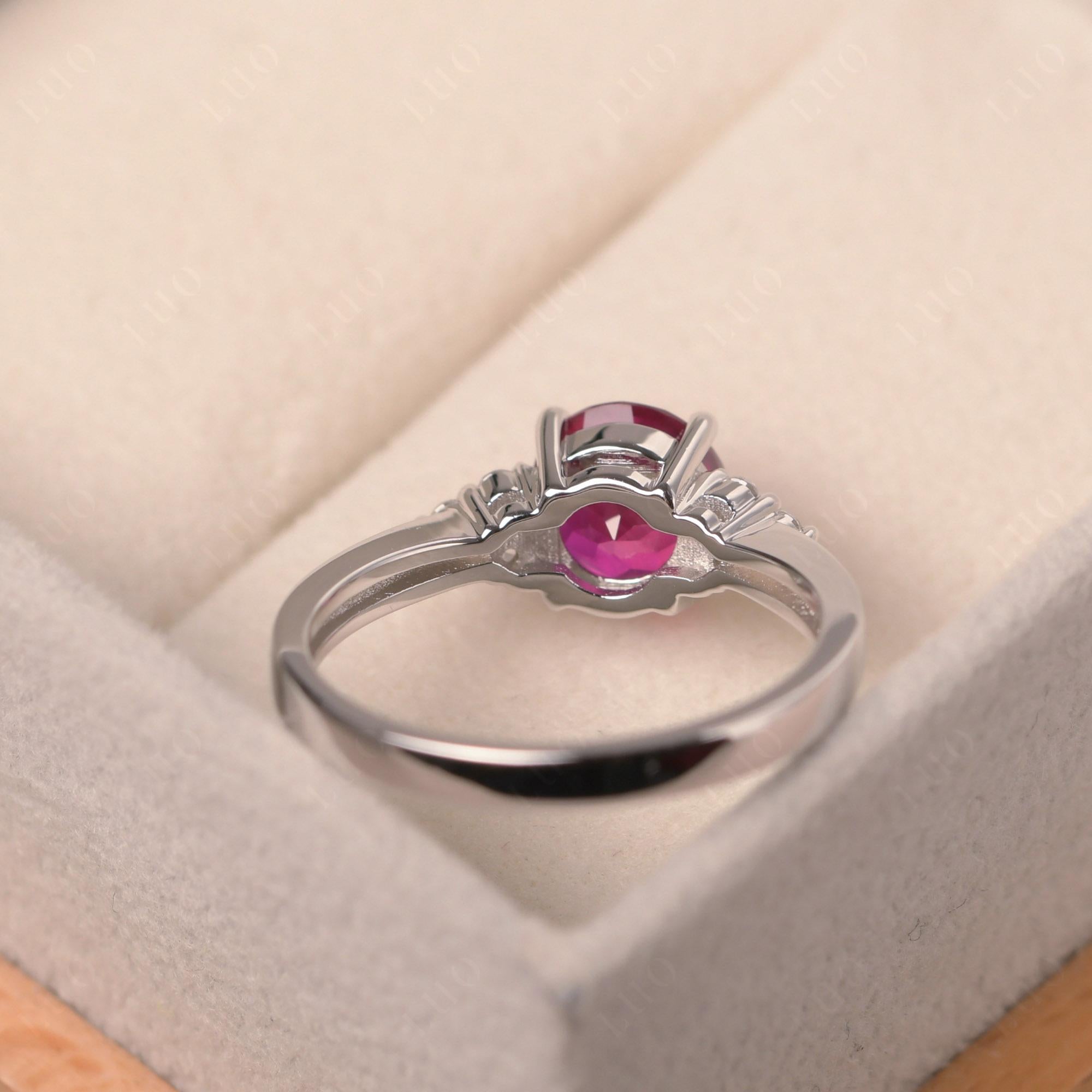 Round Cut Ruby Engagement Ring - LUO Jewelry 