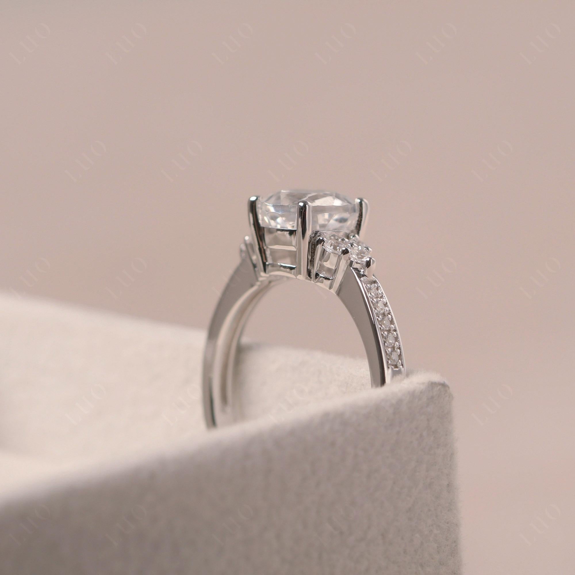 Round Cut White Topaz Engagement Ring - LUO Jewelry 