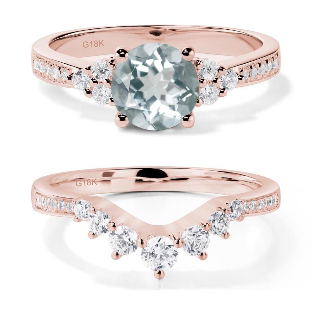 Round Cut Aquamarine Engagement Ring - LUO Jewelry #metal_18k rose gold