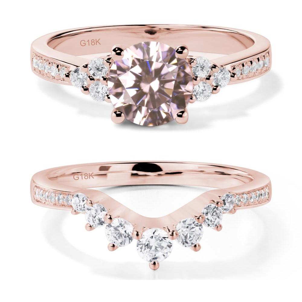 Round Cut Pink Cubic Zirconia Engagement Ring - LUO Jewelry #metal_18k rose gold