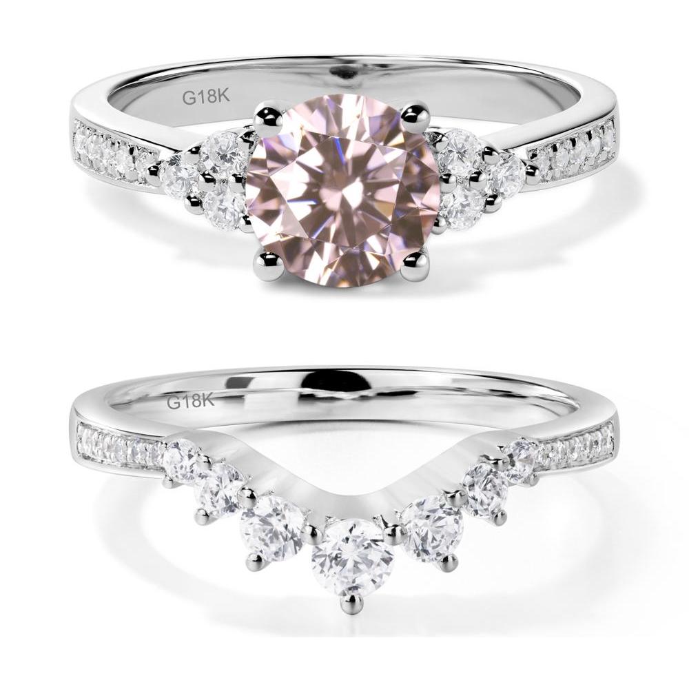 Round Cut Pink Cubic Zirconia Engagement Ring - LUO Jewelry #metal_18k white gold