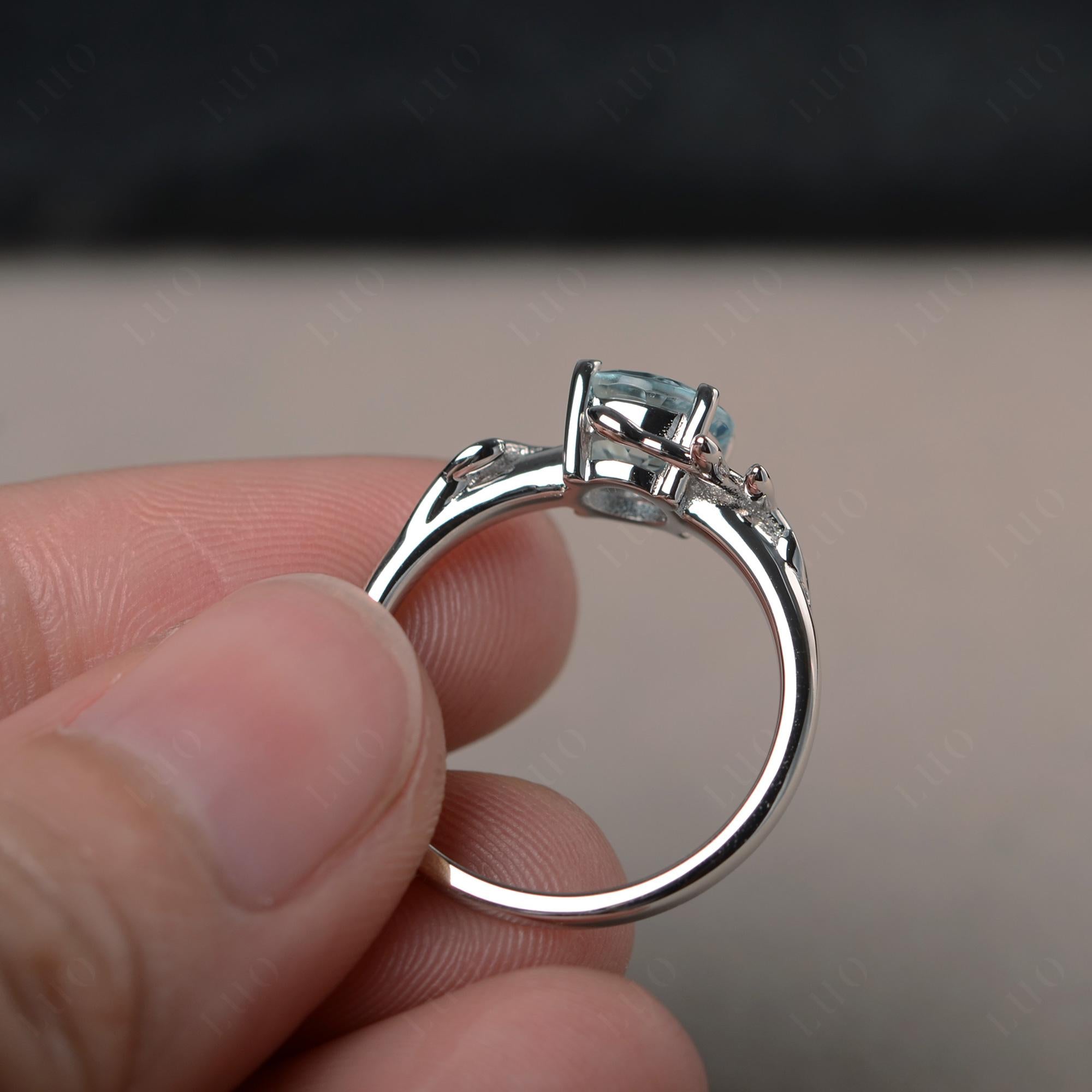 Aquamarine Leaf and Vine Ring - LUO Jewelry 