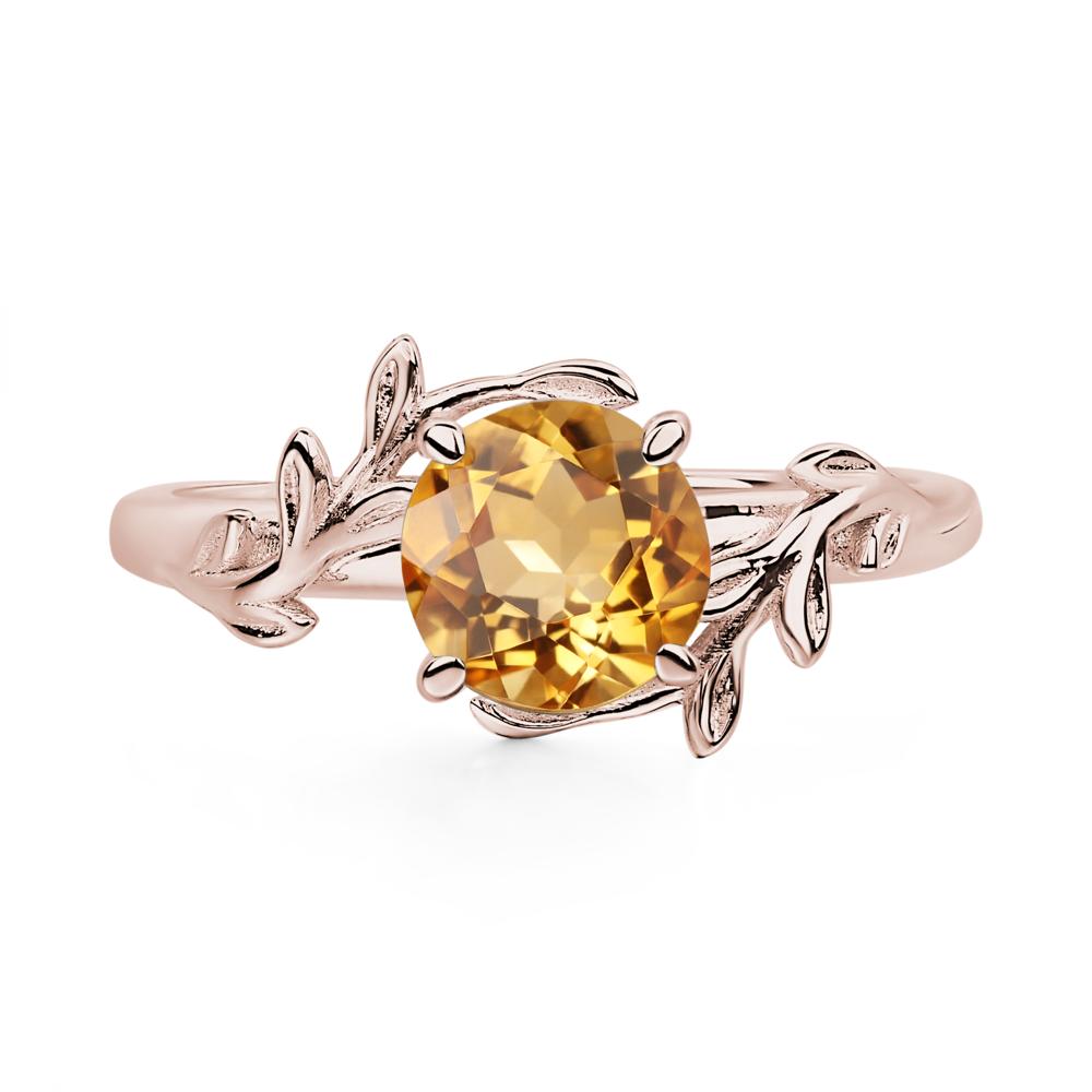 Citrine Leaf and Vine Ring - LUO Jewelry #metal_14k rose gold