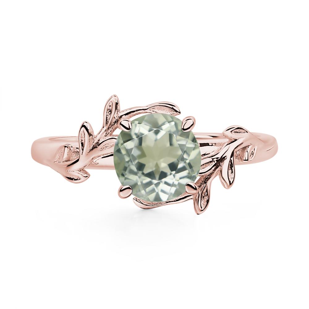 Green Amethyst Leaf and Vine Ring - LUO Jewelry #metal_18k rose gold