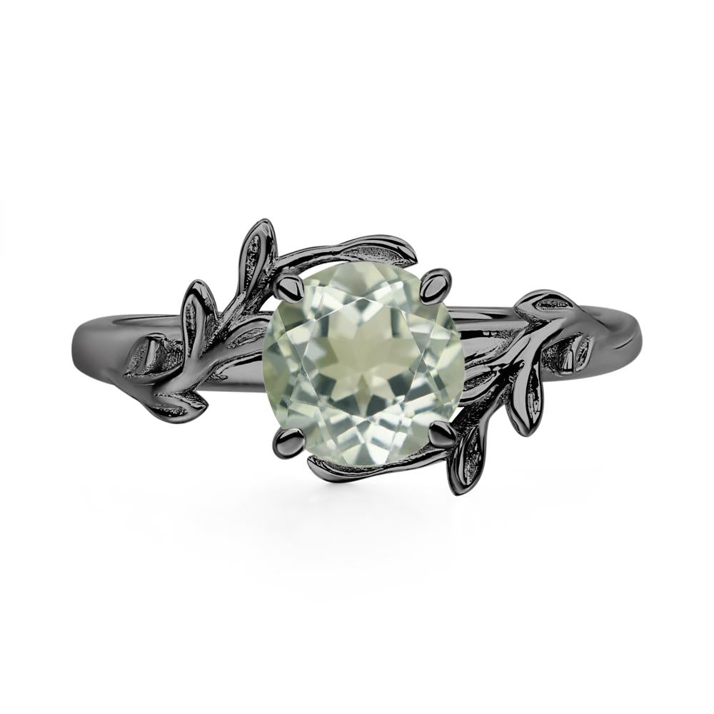 Green Amethyst Leaf and Vine Ring - LUO Jewelry #metal_black finish sterling silver