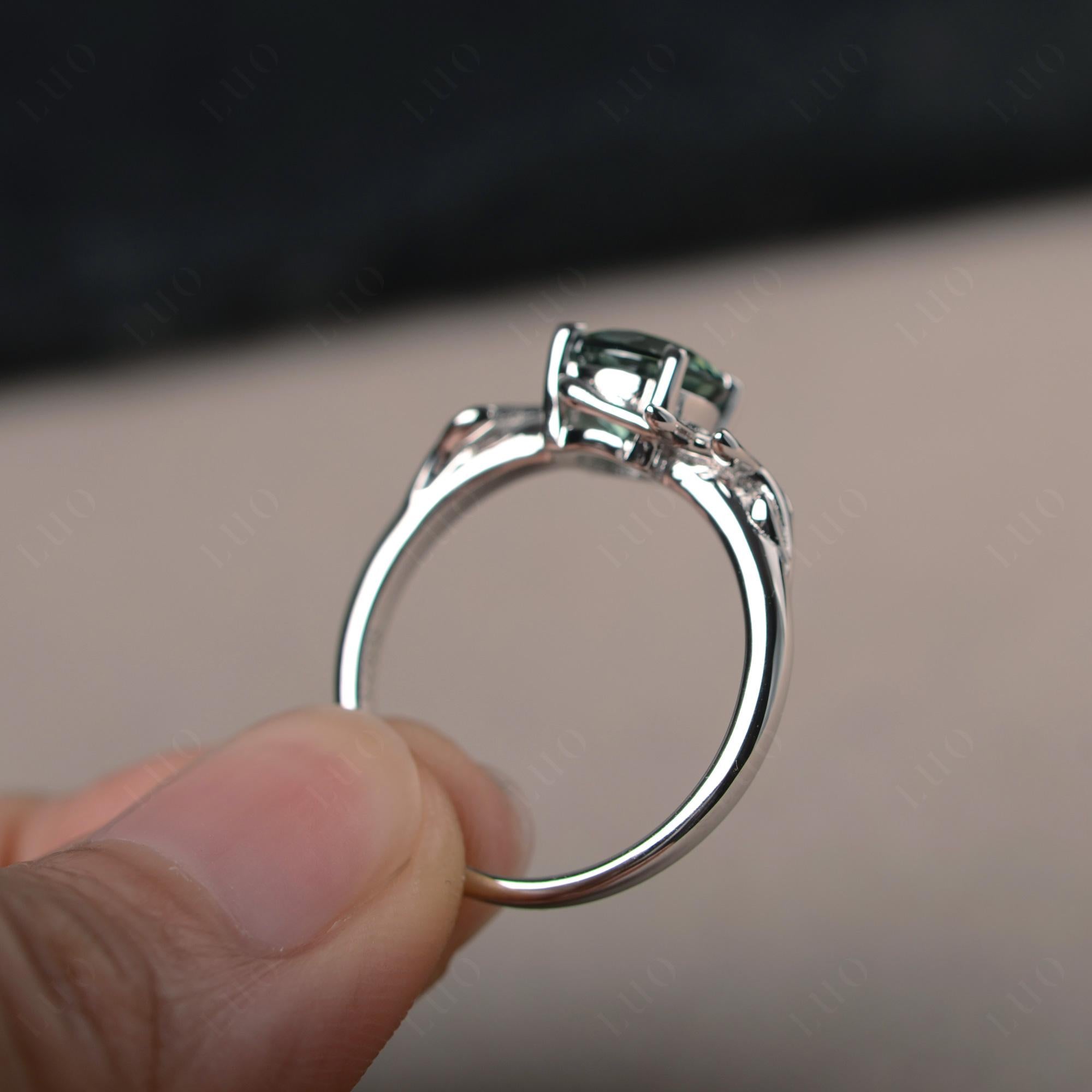 Green Sapphire Vine Engagement Ring - LUO Jewelry 