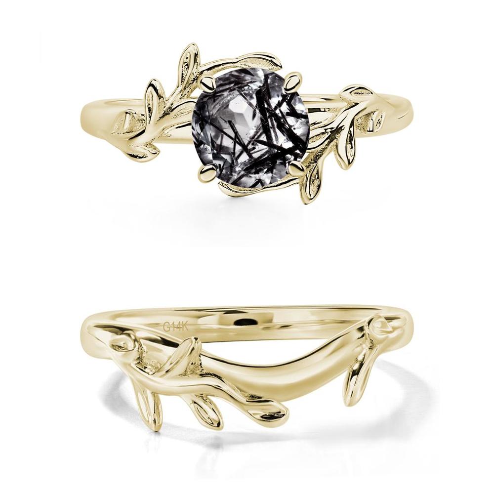 Black Rutilated Quartz Vine Engagement Ring - LUO Jewelry #metal_xxxxx