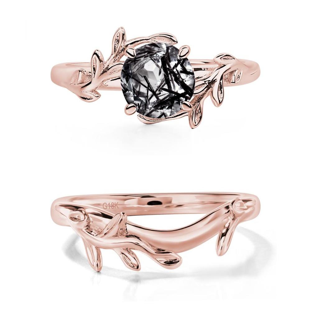 Black Rutilated Quartz Vine Engagement Ring - LUO Jewelry #metal_xxxxx