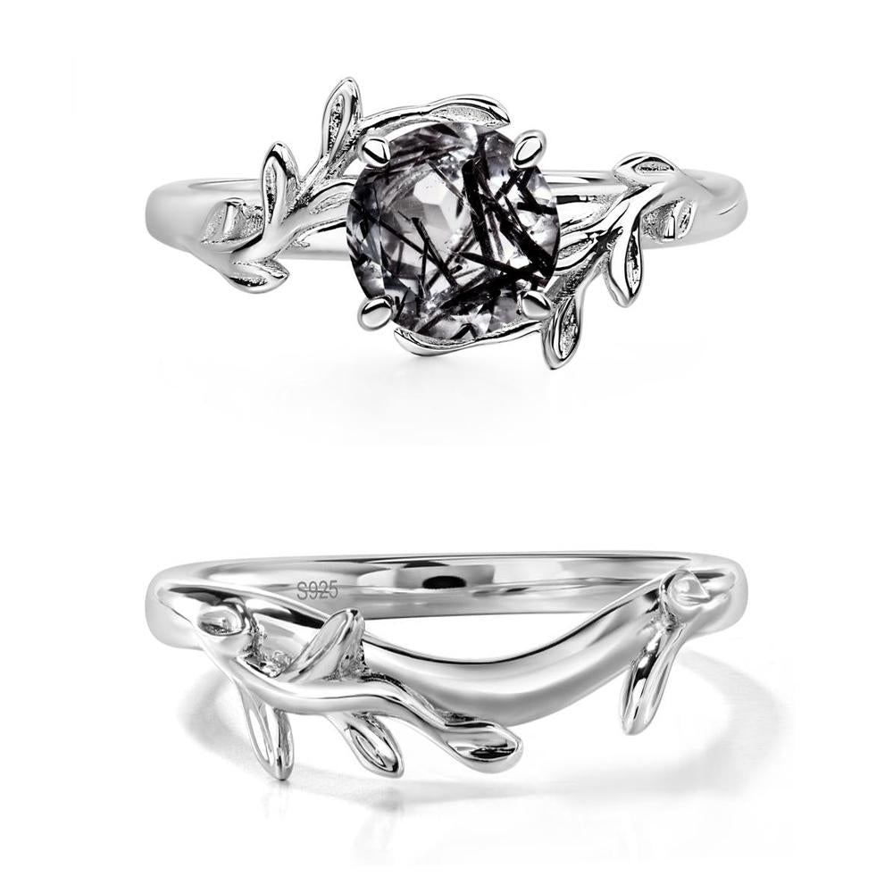 Black Rutilated Quartz Vine Engagement Ring - LUO Jewelry #metal_xxxxx